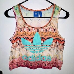 Adidas x Farm Borbofresh Multicolor Butterfly Pattern Crop Tank Top